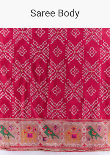 Pink Silk Woven Saree With Multicolour Geometric Motifs