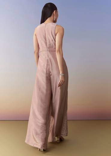 Pink Tissue Embroidered Jumpsuit
