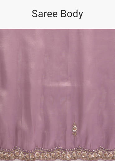 Pink Tissue Silk Saree With Heavy Hand Embroidery