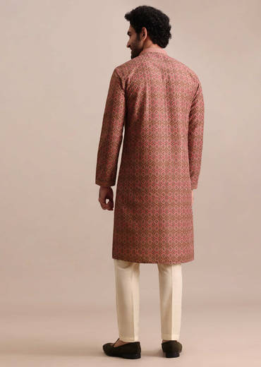 pink printed silk kurta set for men-sg244601 1 c956b4c2-d0e6-4ce6-8c24-451feddfa99c