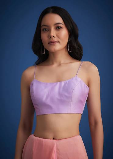 Lavender Shaded Soft Tissue Embroidered With Cudtana And Sequin Work