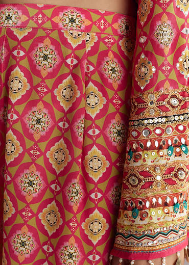 Crimson Red Printed Palazzo Suit Set