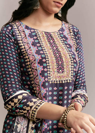 Purple Printed Sharara Set