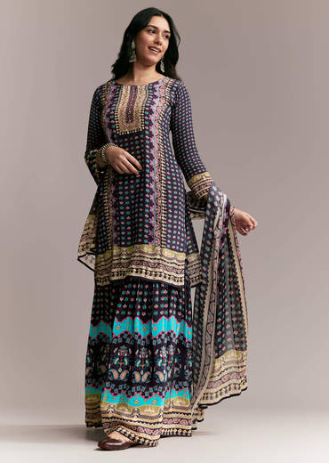 Purple Printed Sharara Set