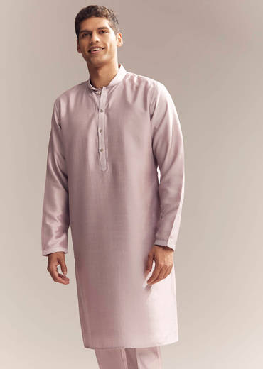 Purple Silk Kurta Jacket Set For Men With Heavy Embroidery
