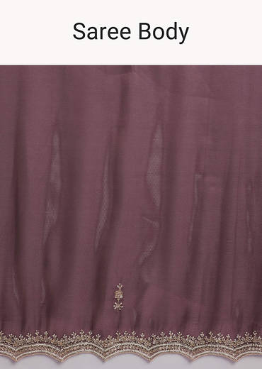 Purple Silk Organza Saree With Heavy Hand Embroidery