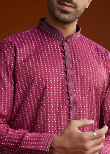 Red Banarasi Silk Kurta Pant Set