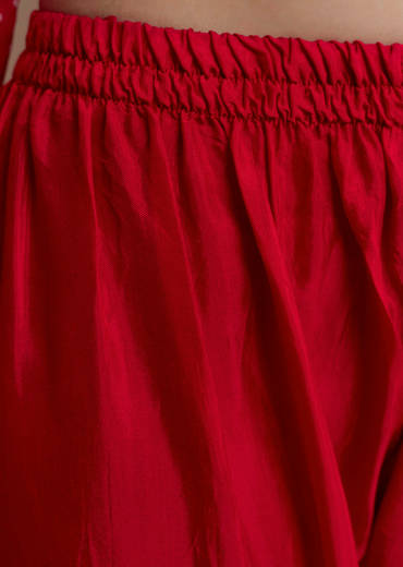 Red Silk Bandhani Print Kurta Set with Zari Work