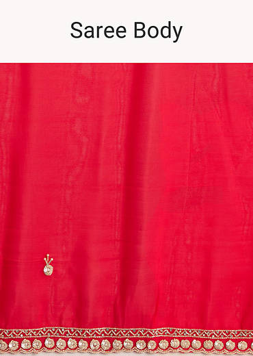 Red Silk Saree With Stone And Cutdana Embroidery