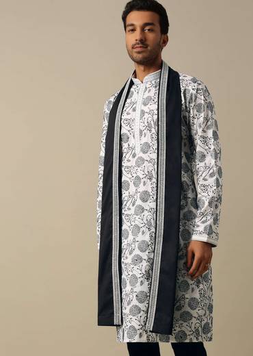 White Embroidered Kurta Set With Dupatta