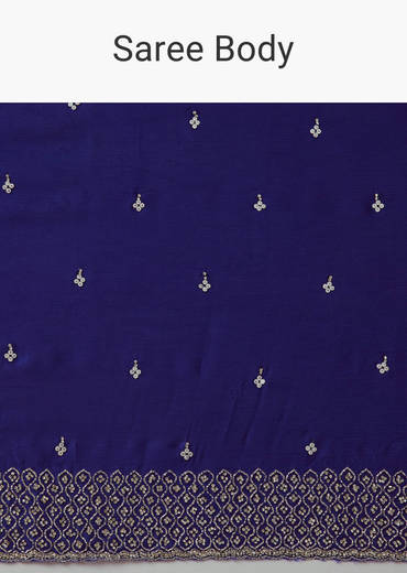 Royal Blue Mirror Embellished Saree with Unstitched Blouse