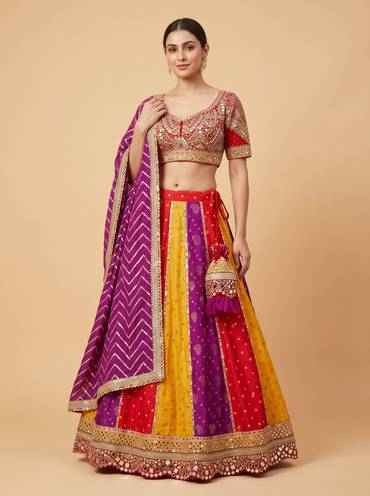 Ruby Red Embroidered Bridal Lehenga