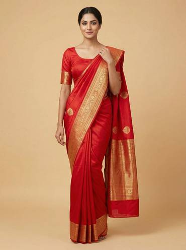 Ruby Red Handloom Saree