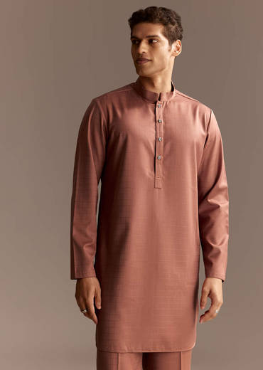 Rust Kurta Jacket Set With Palazzo Pants