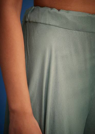 Sage Green Georgette Embroidered Cape Palazzo Set