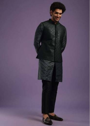 black jacket kurta set-sg132106 2
