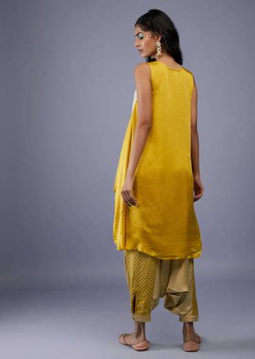 ombre shaded beige and golden yellow bandhani-sg127467 1