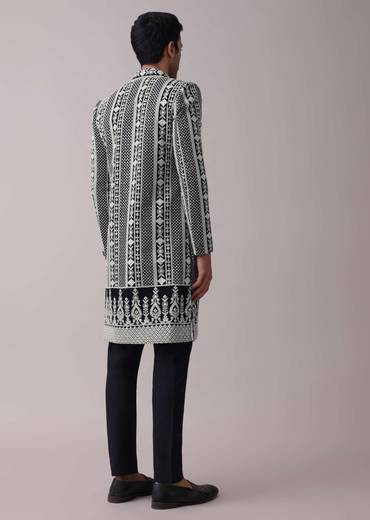 black four piece sherwani set with -sg132675 12