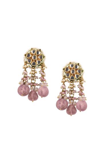 Voilet Toned Gold-Finish Kundan Choker Necklace Set With Colourful Meenakari Work In Mix Metal