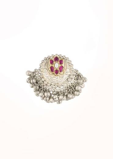 Silver Finish Oxidised Studs In Fusion Style