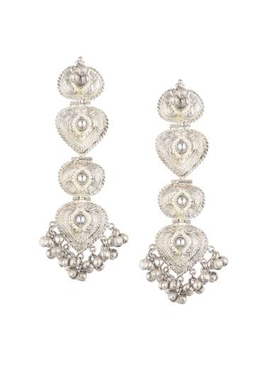 Silver Finish Oxidised Danglers In Fusion Style