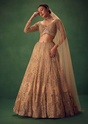 Dusty Gold Sequin Work Lehenga Set