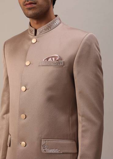 Peach Pink Embroidered Jodhpuri Suit