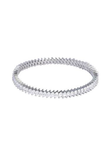 92.5 Sterling Silver White Zirconia Bangles Set of 2