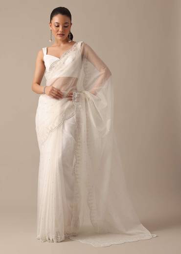 white organza saree with unstitched blouse piece-sg182194 9