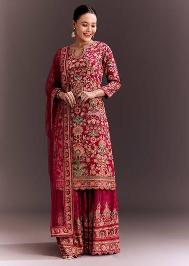 Rani Pink Embroidered Palazzo Set