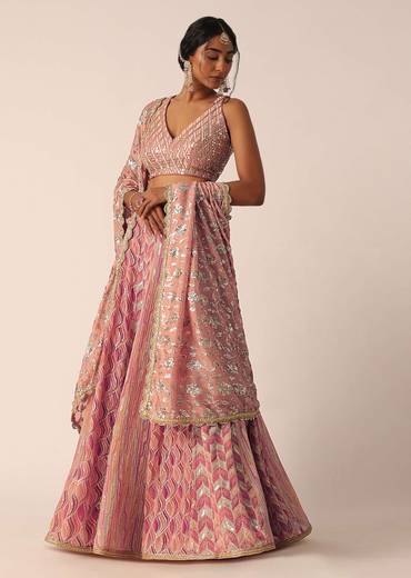 pink lehenga set with sequin embellishments-sg188845 1