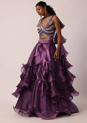 purple layered ruffle lehenga set-sg193299 1
