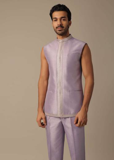 Purple Indowestern With Intricate Zari Embroidery