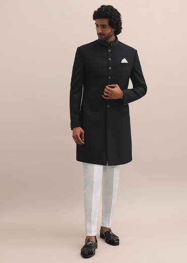 blue sherwani with intricate embroidered collar-sg228238 12