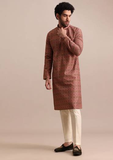 pink printed silk kurta set for men-sg244601 1 c956b4c2-d0e6-4ce6-8c24-451feddfa99c
