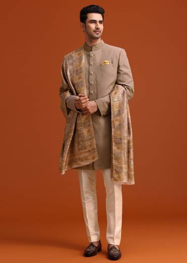 Purple Polyester Hand Embroidered Indo Western Set With Dupatta