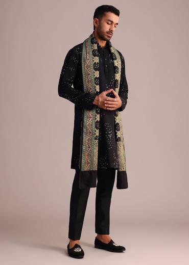 Black Hand Work Kurta Set With Dupatta