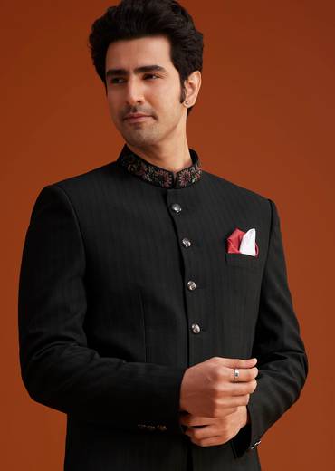 Black Jodhpuri Suit