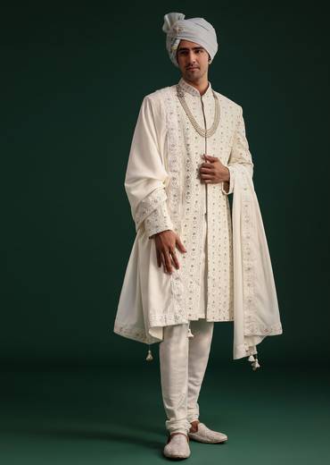 off white silk embroidered sherwait suit with dupatta-sg253127 8