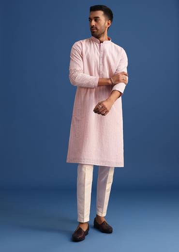 Lilac Georgette Kurta Set With Thread Work