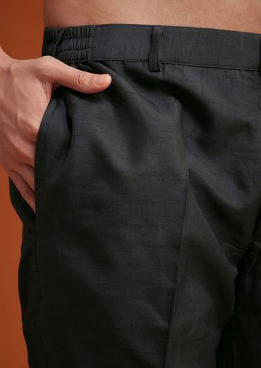 Blue To Black Ombre Indo Jacket Set With Mirror And Sequin Embellishments