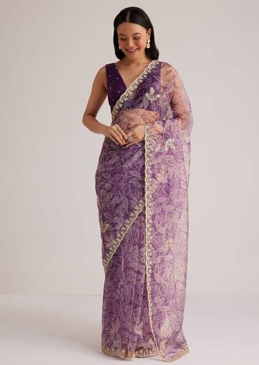 purple leafy printed organza saree with embroidered-sg272120 17
