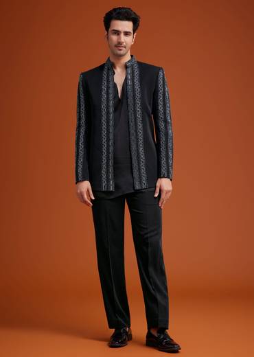 Black Embroidered Jodhpuri Set