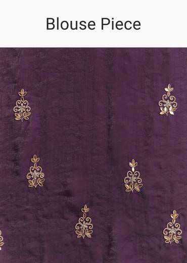 Purple Satin Saree With Gotapatti Work And Scallop Border