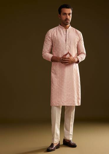 Pink Silk Embroidered Kurta Set