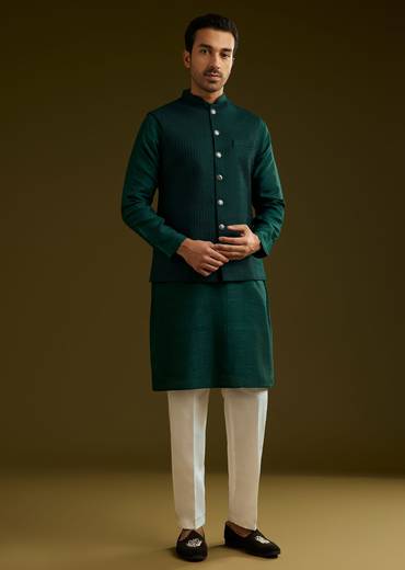 emerald-green-rayon-kurta-jacket-set-sg310148-1