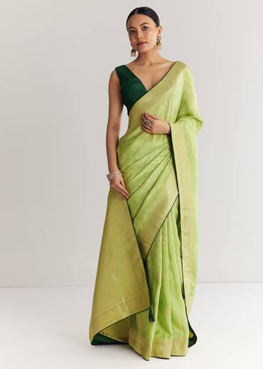 Green Butti Work Saree