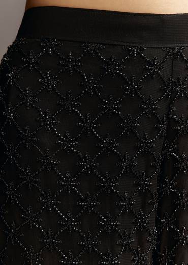Black Beads Work Georgette Kurta With Fully Beaded Pant