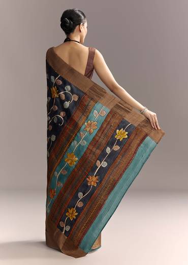 Artisan Blue Pair – Hand Painted Saree For Her And Kurta Set For Him