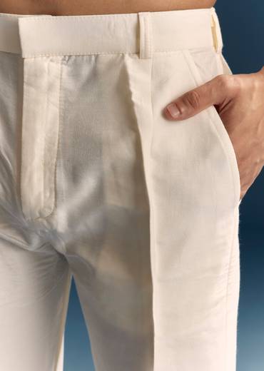 Sunlit Couple Set – Yellow-Beige Ombre Floral Kurta Set for Her And Multicolour Silk Thread Work Kurta Jacket Set for Him